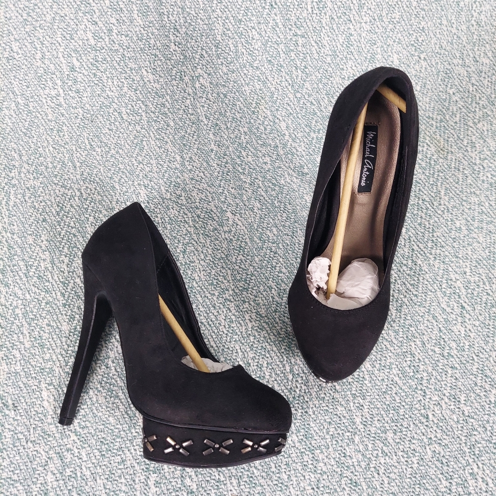 Michael Antonio Black Platform Heels, Sz 7.5